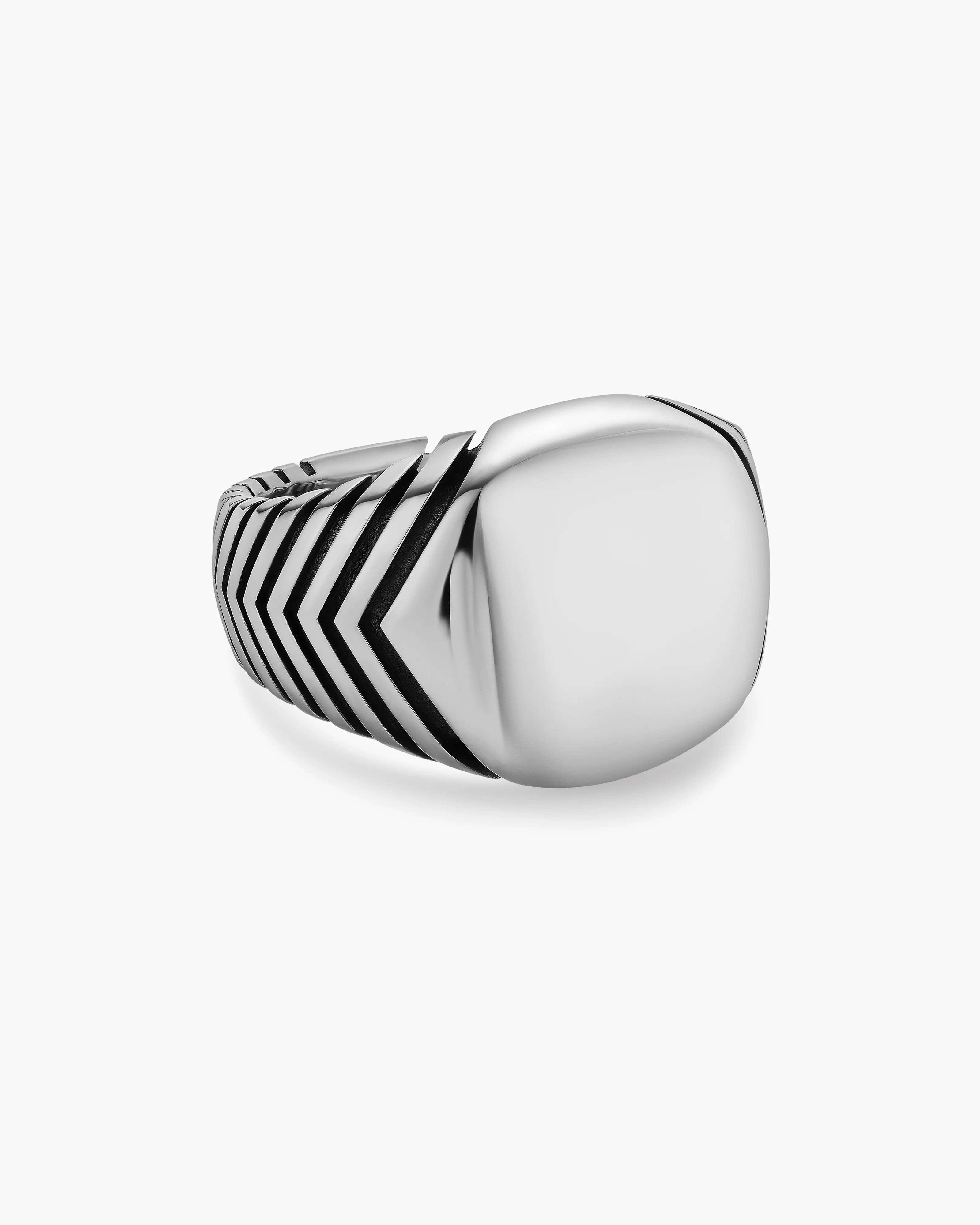 David Yurman | Chevron Signet Ring in Sterling Silver, 18mm | David Yurman