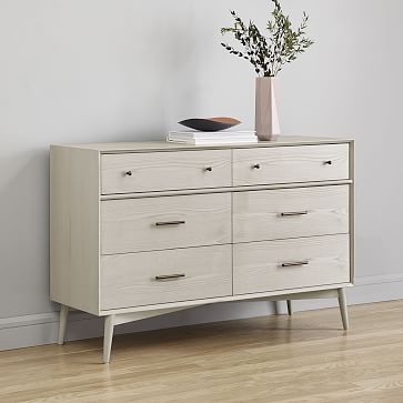 Mid-Century 6-Drawer Dresser - Pebble | West Elm (US)