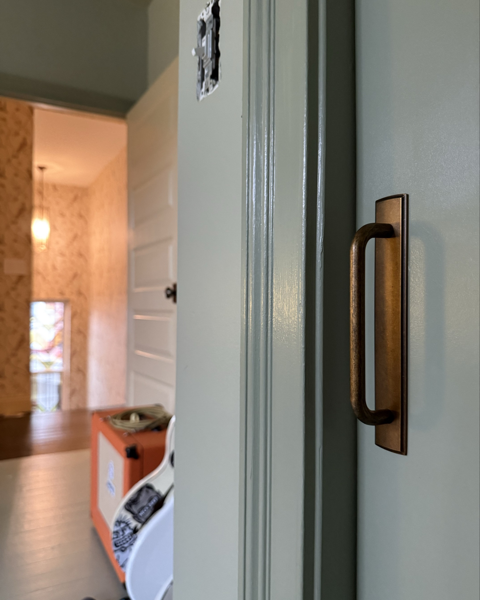 I like to use backplated cabinet pulls on my sliding closet doors. The backplate covers up the pre-drilled hole (see before pic) and  overall, it looks so much nicer. These Amazon pulls are heavy and feel ultra sturdy. Color is Antique Brass 

#LTKHome