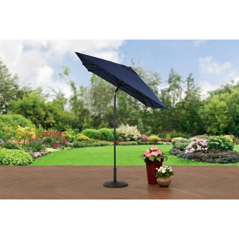 Mainstays Outdoor 7.5 Foot Navy Push-up Rectangular Market Patio Umbrella | Walmart (US)