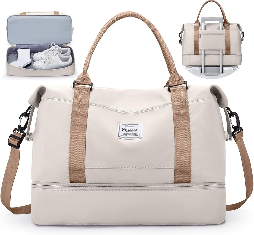 Travel Duffel Bag with Shoes Compartment, Overnight Weekender Bags for Women,Carry on Personal It... | Amazon (US)