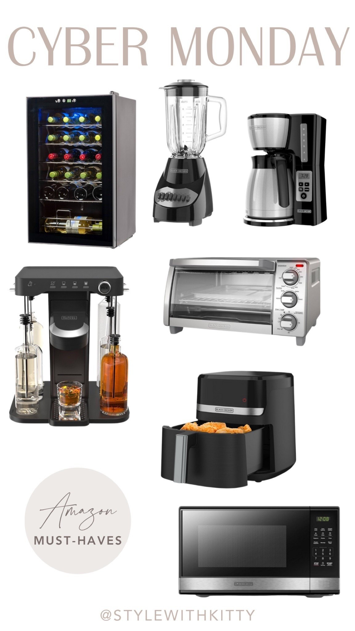 Cyber Monday home favorites you need in your kitchen 👀🔥
From the wine fridge to the blender, coffee maker, air fryer, toaster oven, cocktail machine, and microwave — these Amazon must-haves make cooking, hosting, and everyday life so much easier.

All on sale today… adding to cart is basically self-care 😉🛒✨
@stylewithkitty

#amazonfinds #amazonhome #cybermondaydeals #kitchenappliances #winefridge #blender #coffeemaker #airfryer #toasteroven #microwave #cocktailmachine #hostessessentials #homefavorites #holidaydeals #giftguide2024 #stylewithkitty

#LTKGiftGuide #LTKHome #LTKCyberWeek