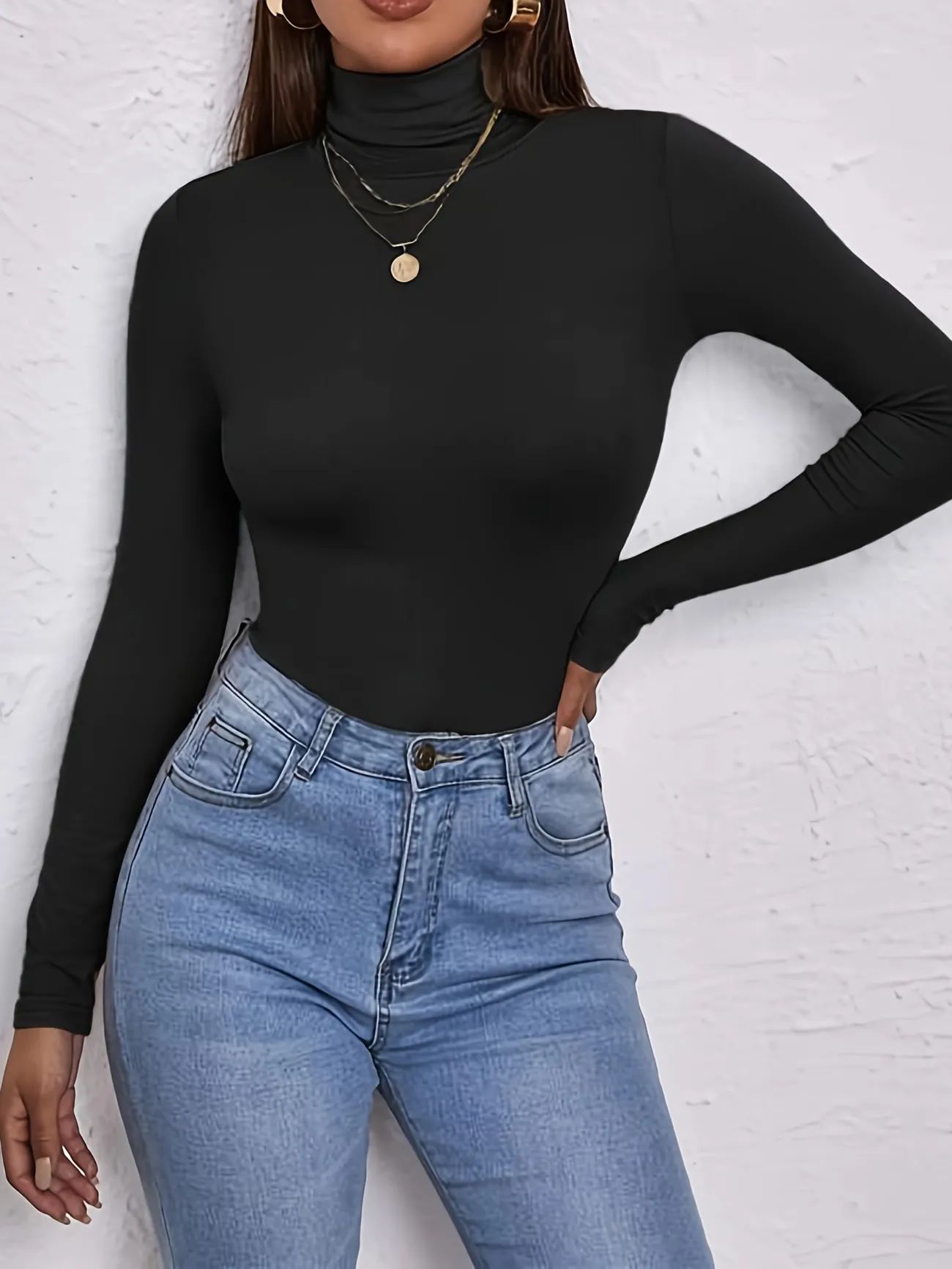 Solid Slim Turtleneck Bottoming Top, Long Sleeve Casual Every Day Top For Fall & Winter, Women's ... | Temu Affiliate Program