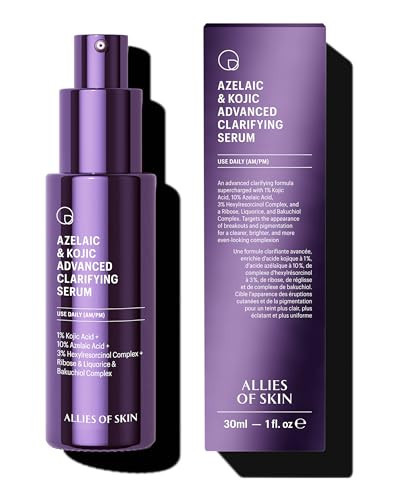 Allies of Skin Azelaic & Kojic Clarifying Face Serum | Clinically Proven for Acne & Blemish Prone Skin |10% Azelaic Acid Treats Pigmentation and Redness | Targets Pores & Uneven Skin Texture (1 Fl oz) | Amazon (US)