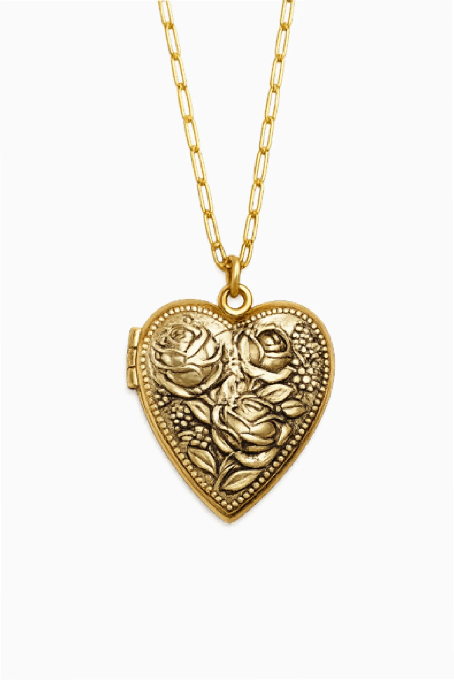 Miss Ellie Three-Rose-Embossed Heart Locket | LoveShackFancy