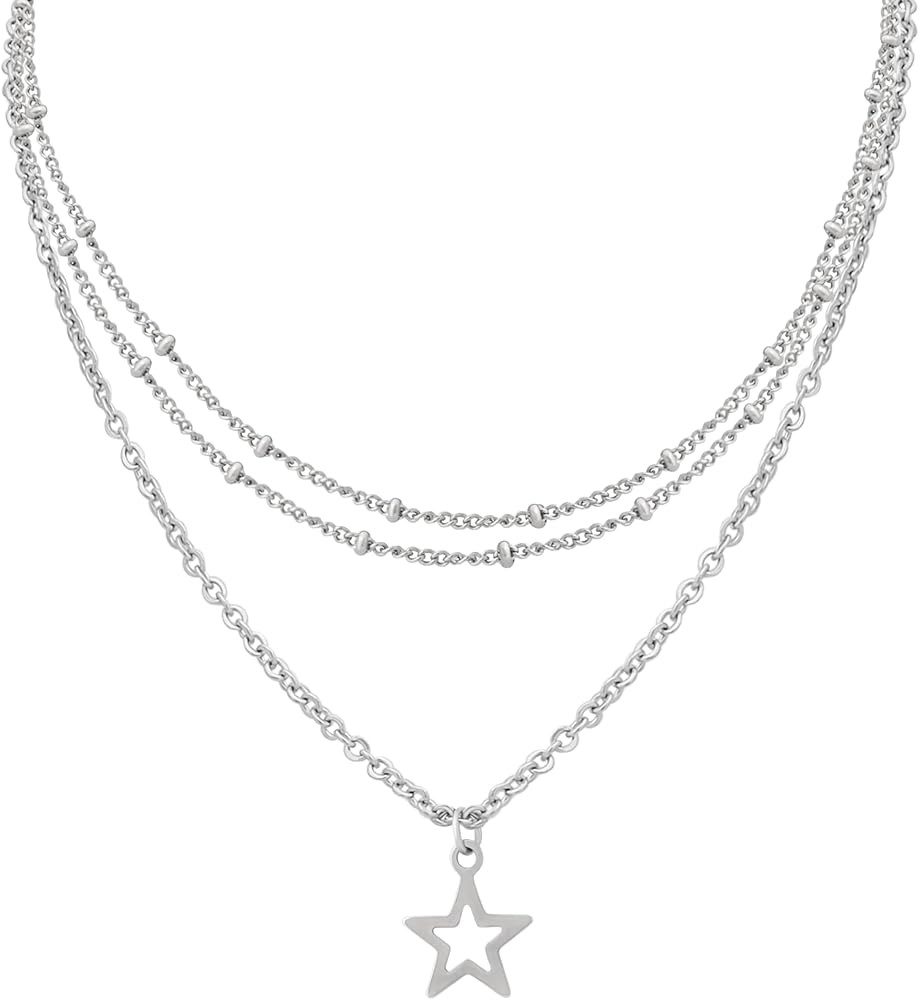 Sacina Y2k Silver Star Choker Necklace, Star Necklace Y2k, Y2k Necklaces, Star Jewelry, Christmas... | Amazon (US)