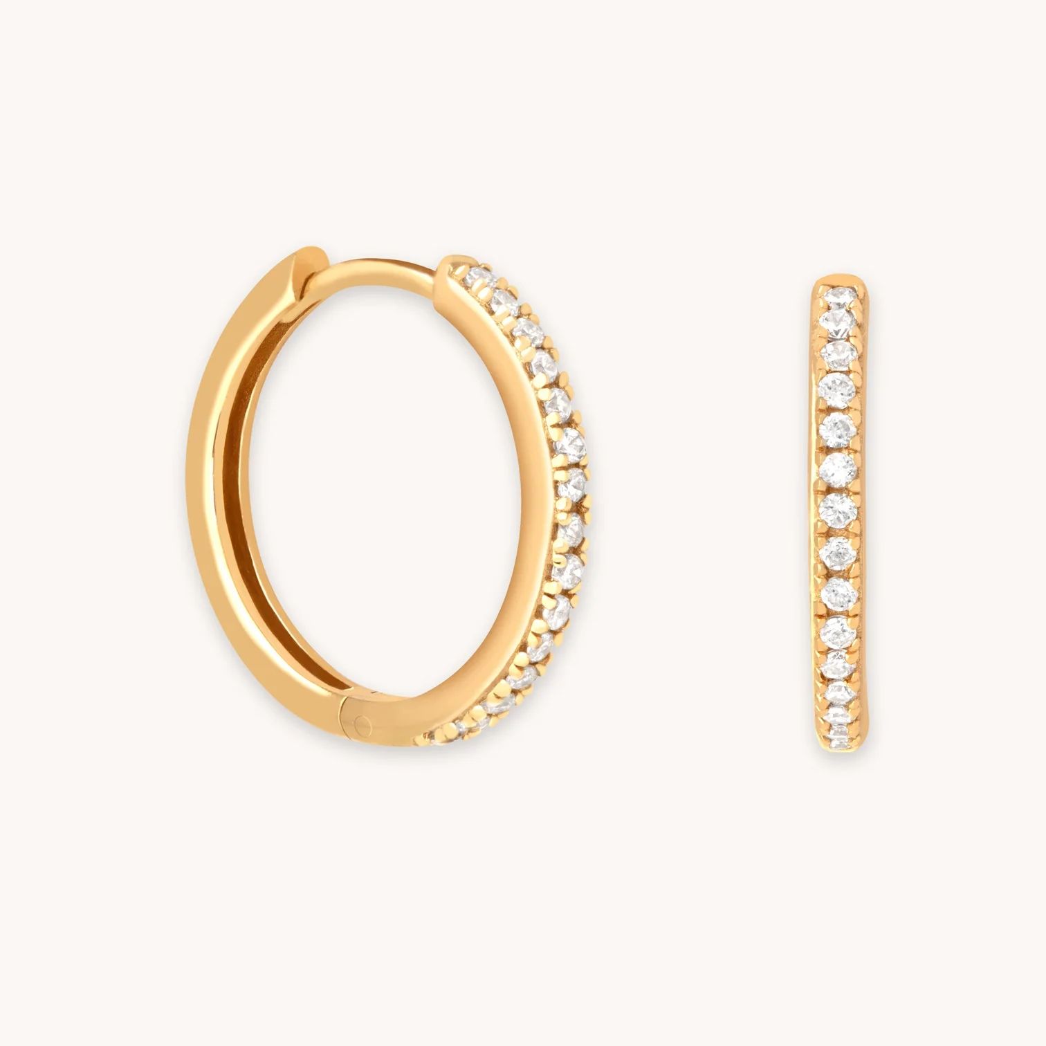 Essential Crystal Medium Hoops in Gold | Astrid & Miyu Earrings | Astrid and Miyu