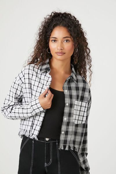 Cropped Plaid Flannel Shirt | Forever 21