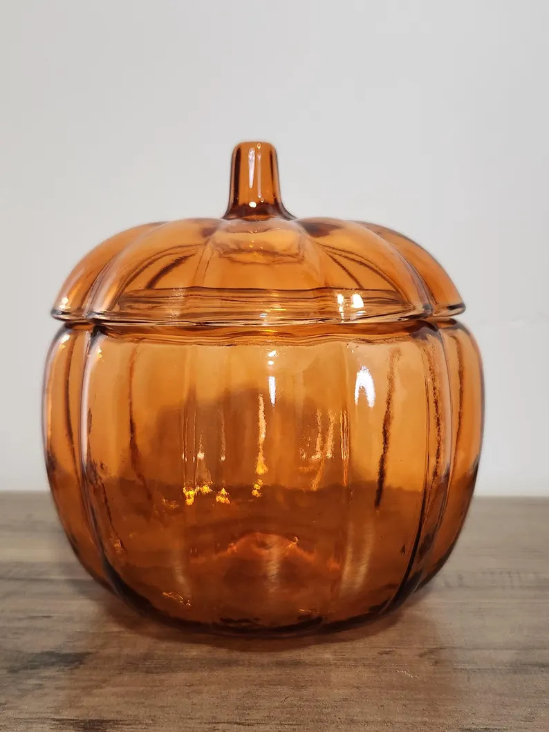 1990s Vintage Anchor Hocking Orange Pumpkin Candy / Cookie Jar - Etsy | Etsy (US)