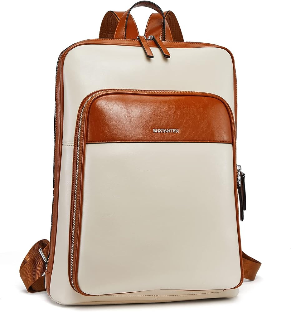 BOSTANTEN Leather Laptop Backpack for Women 15.6 inch Computer Bag Travel Work Daypack Large Size... | Amazon (US)