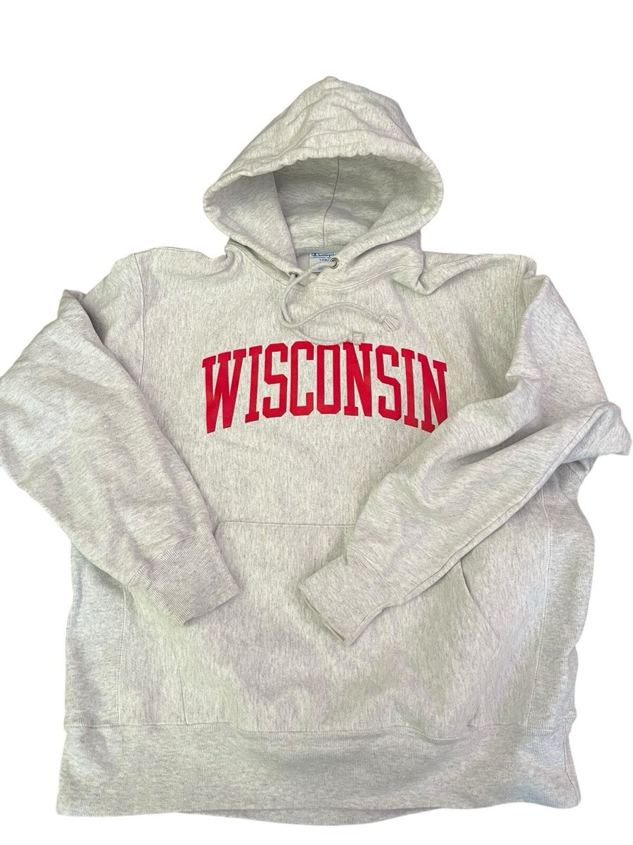 Wisconsin Badgers Hoodie Reverse Weave Champion Spell Out Sweatshirt vintage L | eBay US
