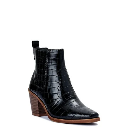 Scoop Women s Block Heel Croco Western Boot | Walmart (US)