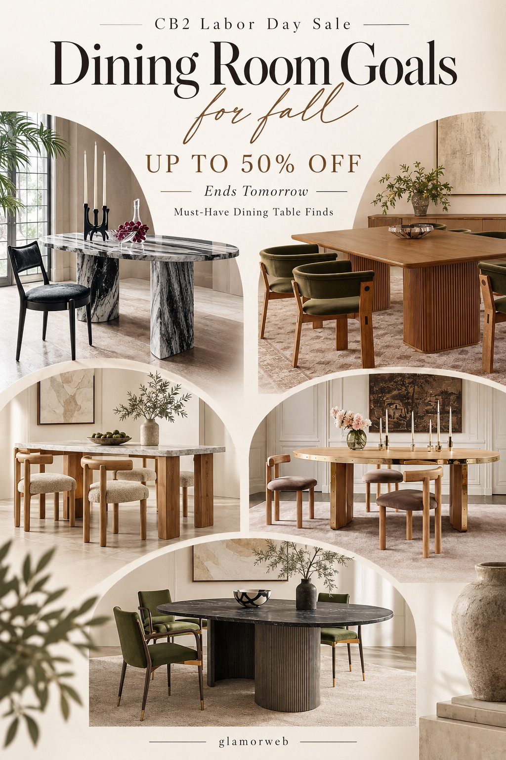 Obsessed with these CB2 dining table finds for a fall dining room refresh. 🍂🤎 From bold marble statement tables to warm wood finishes and modern round dining tables, these pieces make the whole space feel instantly more elevated and ready for cozy dinners, Thanksgiving, and holiday hosting. The CB2 Labor Day Sale is UP TO 50% OFF and ends tomorrow, so this is the final time to shop these must-have dining room finds before the sale is gone!

#CB2 #CB2Sale #LaborDaySale #DiningTableFinds #DiningRoomIdeas #FallDiningRoom #FallDiningRoomRefresh #FallHomeDecor #ModernDiningRoom #DiningRoomInspo #DiningRoomDecor #FallHomeRefresh #ModernDiningTable #MarbleDiningTable #WoodDiningTable #RoundDiningTable #HomeDecorFinds #FallHosting #HolidayHosting #HomeInspiration 

 #LTKSeasonal #LTKHome #LTKSaleAlert