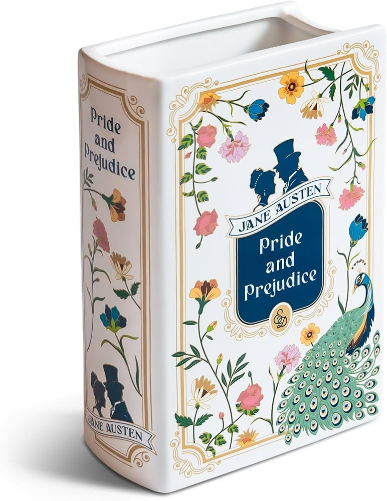 H&H Pride and Prejudice Book Vase for Flowers + Bookmark - Large Ceramic Book Planter Pot - Jane ... | Amazon (US)