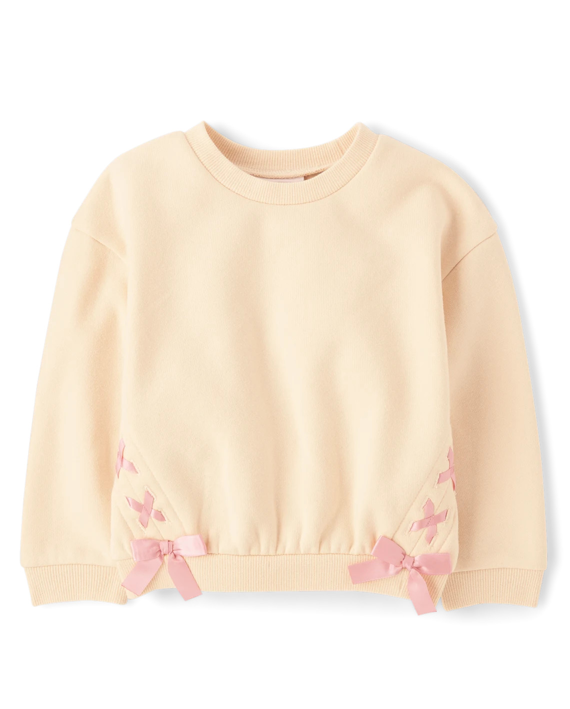 Toddler Girls Lace Up Premium Fleece Sweatshirt - tan | The Children's Place