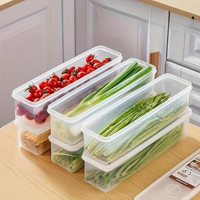 Stackable Food Storage Containers - 1500ml (51oz) Fridge Organizer with Removable Drain Plate & L... | Amazon (US)