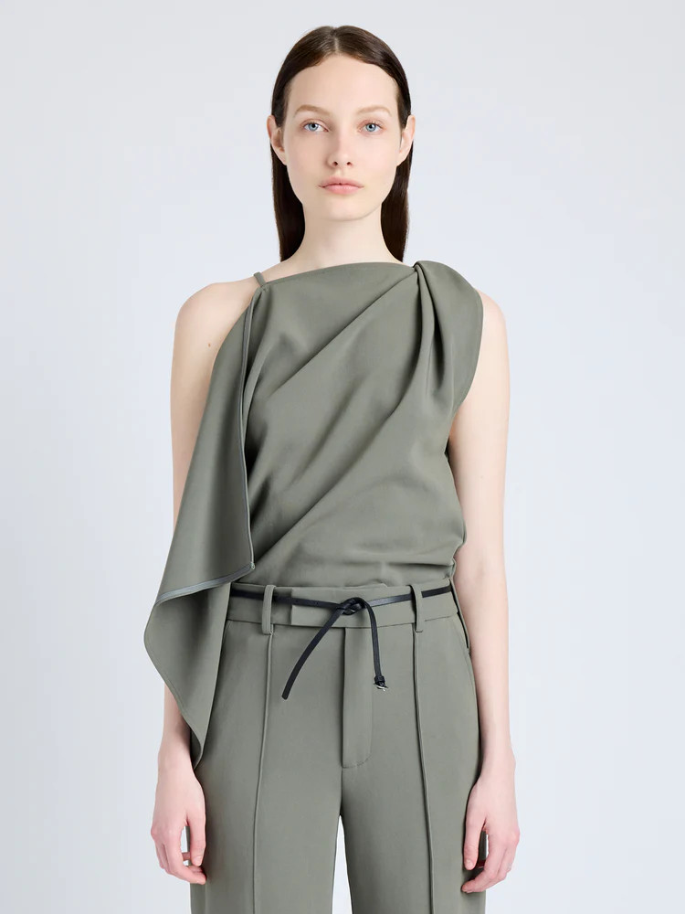 Proenza Schouler Alyssa Top in Matte Double Crepe - Wood | Proenza Schouler Official Site | Proenza Schouler LLC