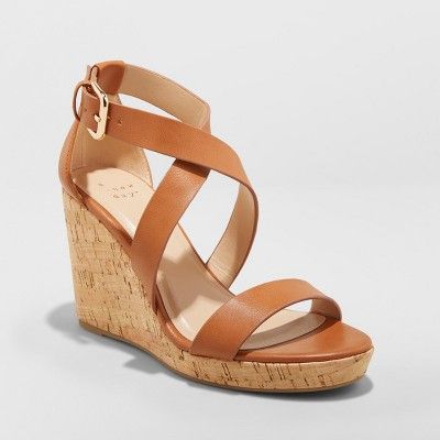 Women's Cecilia Strappy Cork Wedge Ankle Strap Sandal - A New Day™ | Target