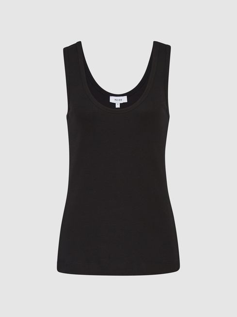 Reiss Black Violet Scoop Neck Jersey Vest Top | Reiss UK