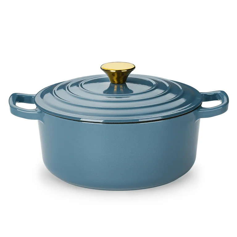 Carote 4.5QT Enamel Cast Iron Dutch Oven,9.5"Round Soup Pot with Lid, Induction Compatible，Blue | Walmart (US)