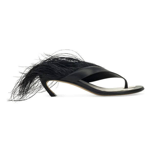 BLACK SWING SANDALS WITH FEATHER-45MM PUMPS | Shop Simon