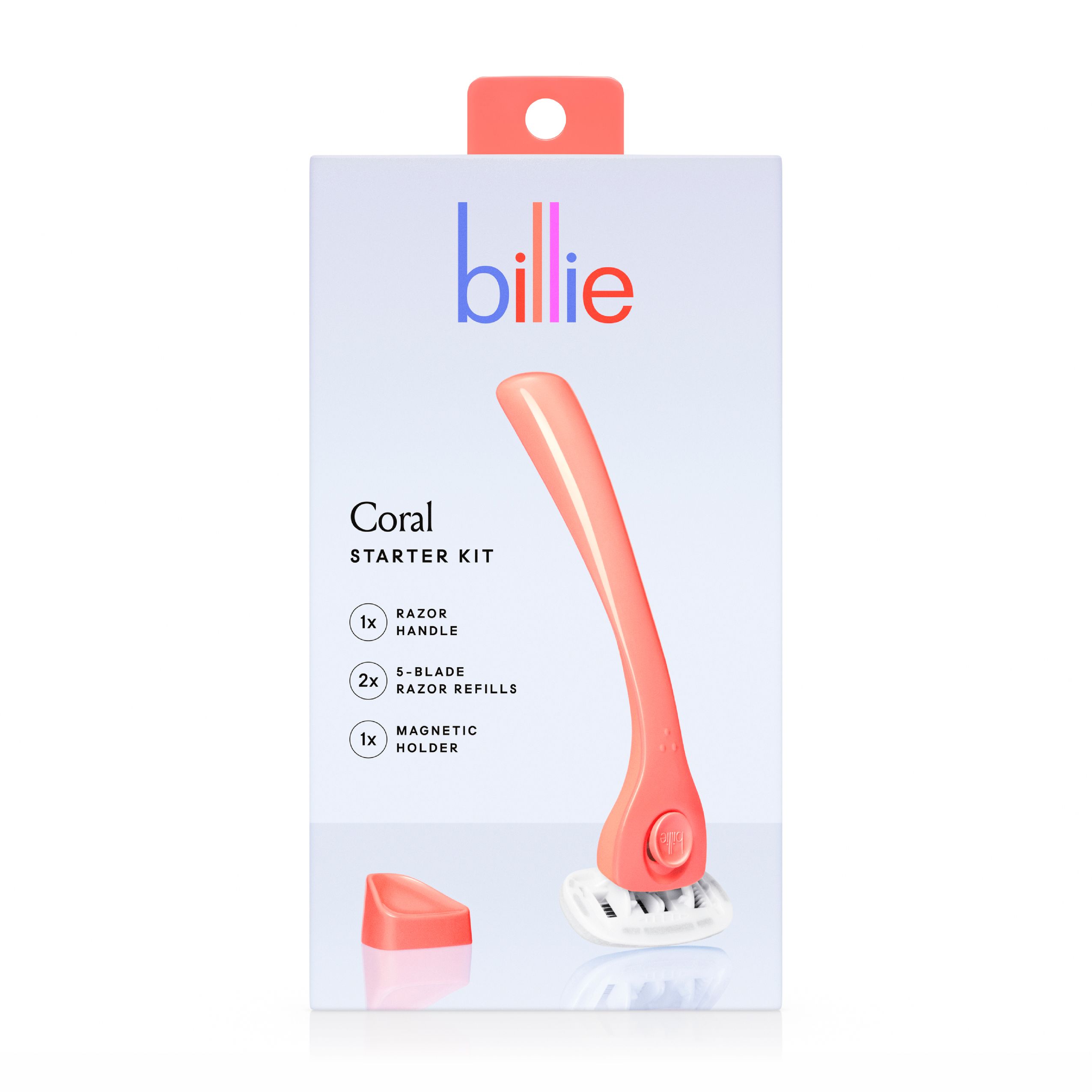 Billie Women’s Razor Kit - 1 Handle + 2 Blade Refills + Magnetic Holder - Coral - Walmart.com | Walmart (US)