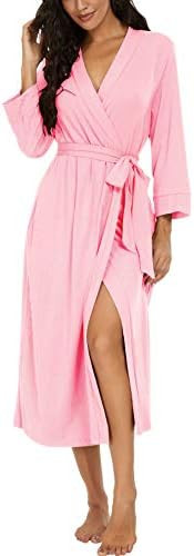 Women Robes Long Knit Bathrobe Lightweight Soft Bath Robe with Pockets | Amazon (US)