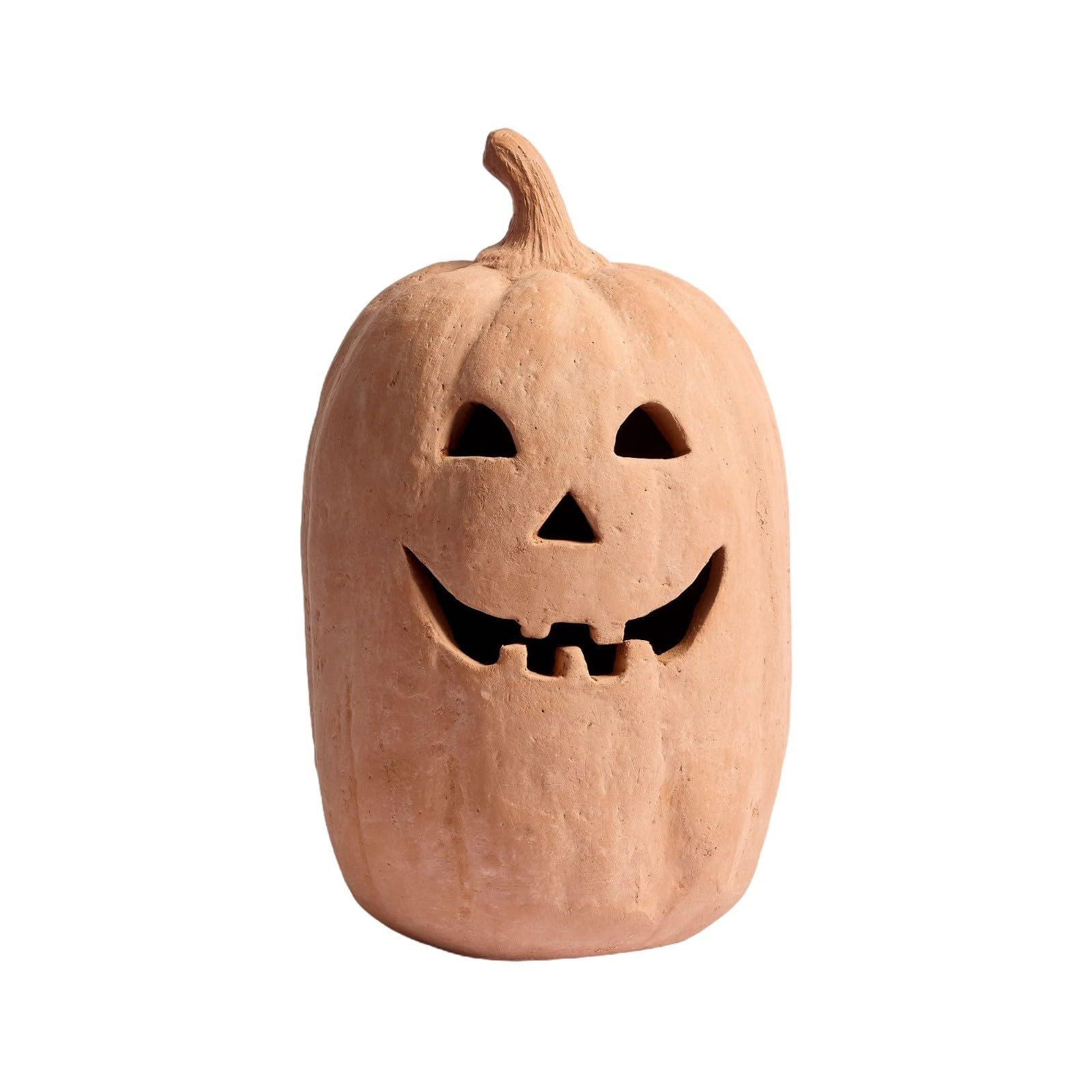 Halloween Handcrafted Jack-O'-Lantern, Artisanal Kiln-Fired Terracotta Pumpkin with Hand-Carved D... | Amazon (US)