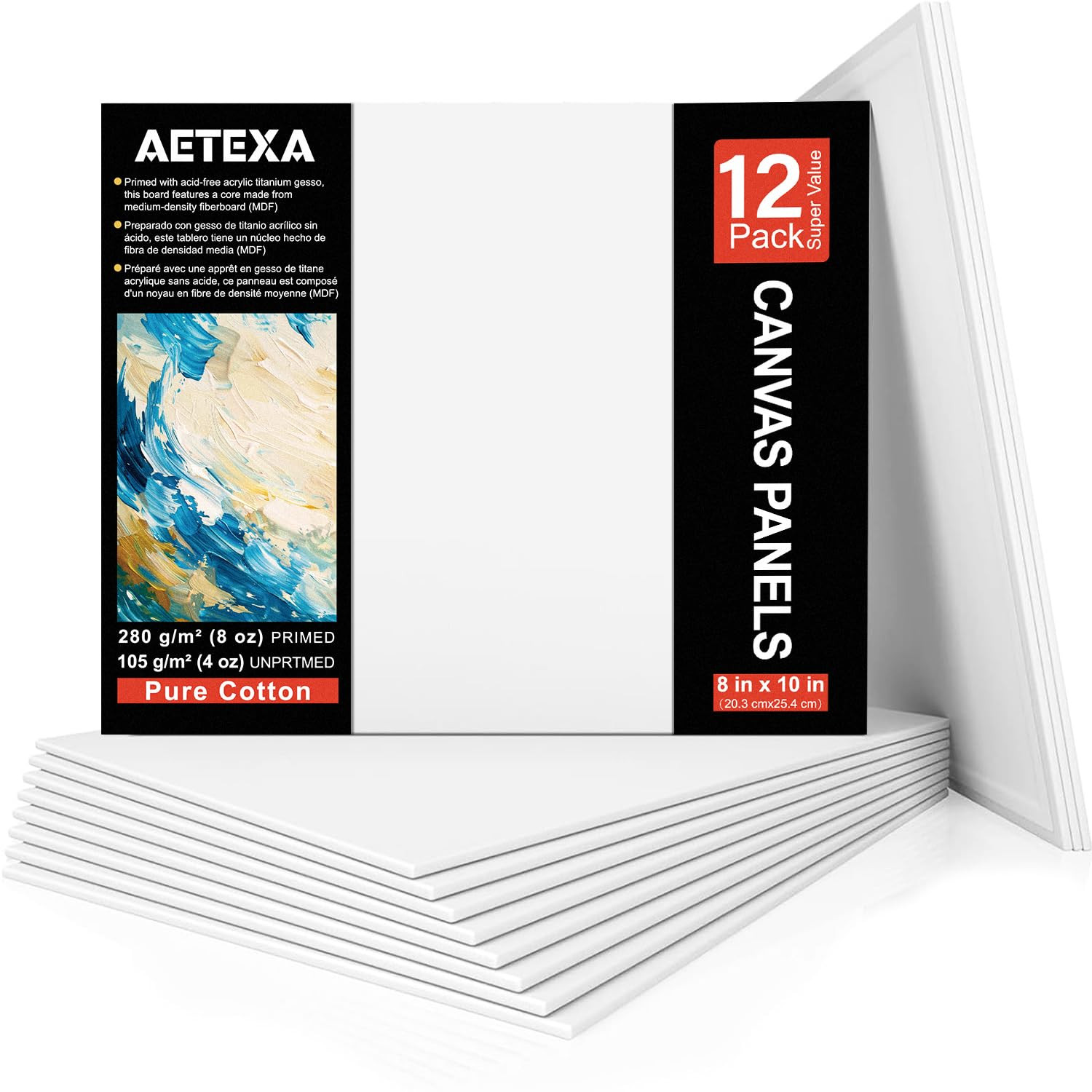 Canvases for Painting 8x10 Inch, Canvas Bulk Pack of 12, 8 oz Primed Canvas Panel, Blank Canvas f... | Amazon (US)