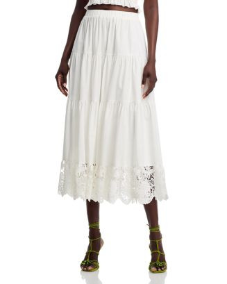 AQUA Tiered Poplin Midi Skirt - Exclusive   | Bloomingdale's Women | Bloomingdale's (US)