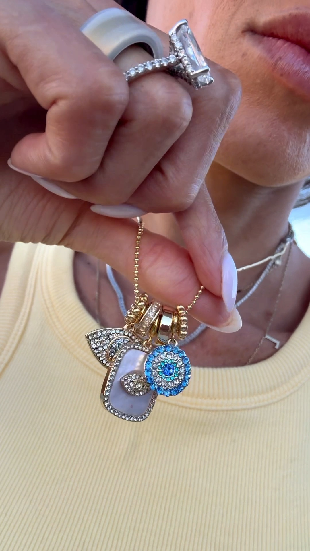 I always get compliments on my evil eye charm necklace. With adjustable chain 