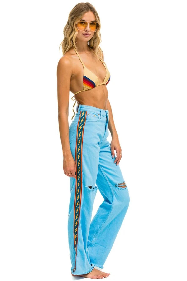 BOLT STRIPE HI RISE WIDE-LEG GYPSY JEAN - SKY | Aviator Nation