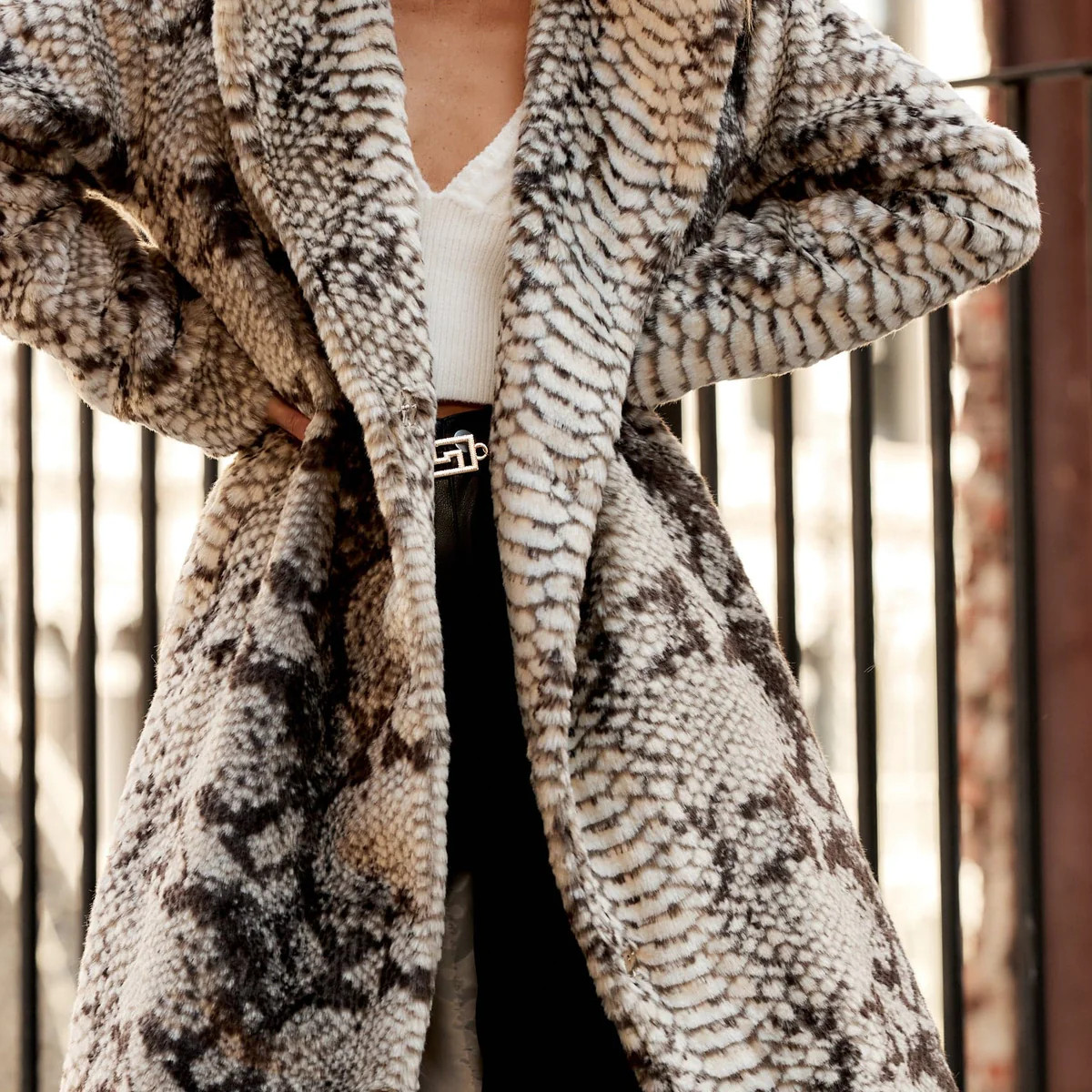 Vivienne Grey Snake Faux Fur Jacket | 12th Tribe