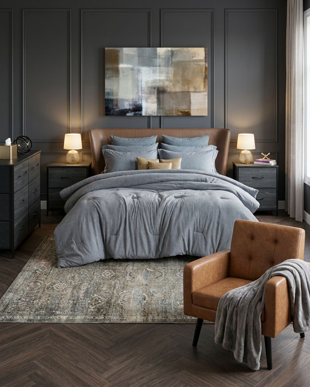 Moody masculine master bedroom design idea.

The mood board features furniture & decor from Amazon. The image is an approximation of how this mood board design could look in a home

#LTKHome