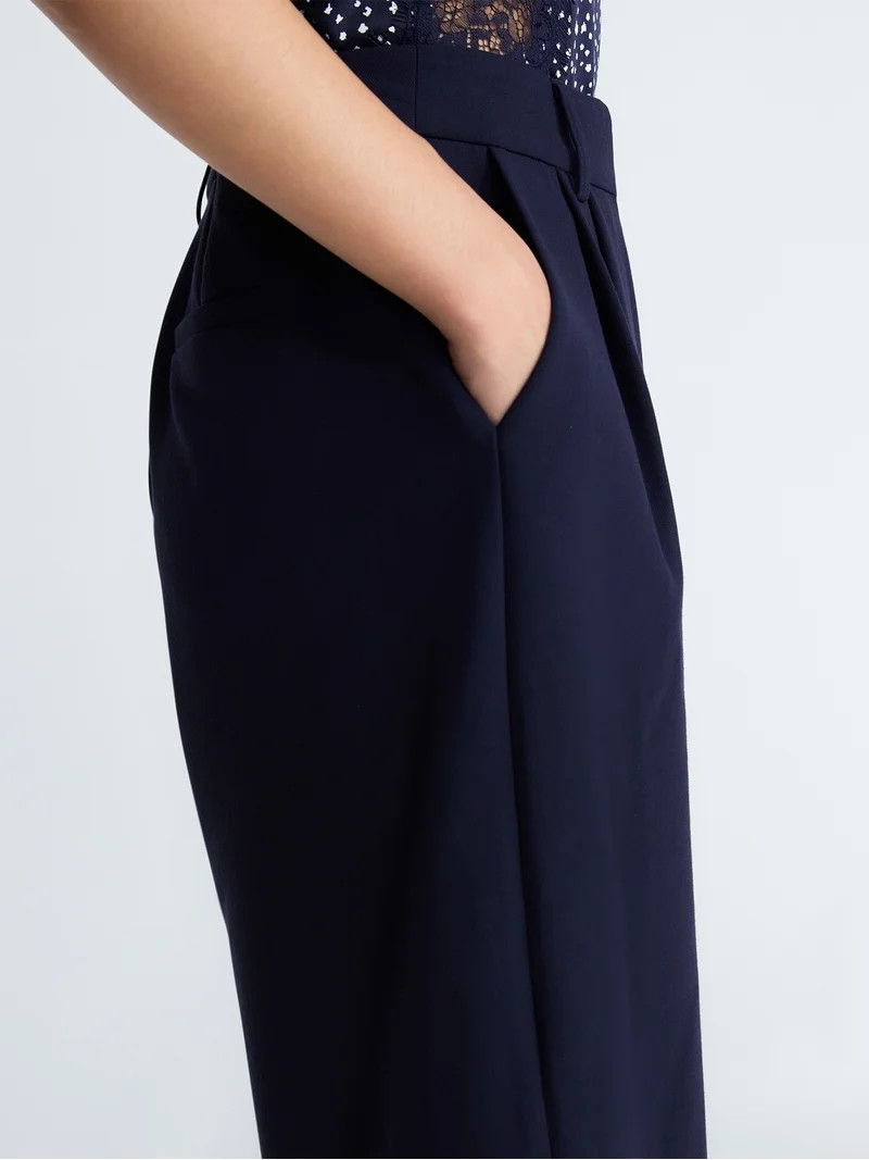 Devil Wears Prada Scoop Collection Women’s High Rise Pleated Culottes, 15" Inseam, Sizes 0-20 | Walmart (US)