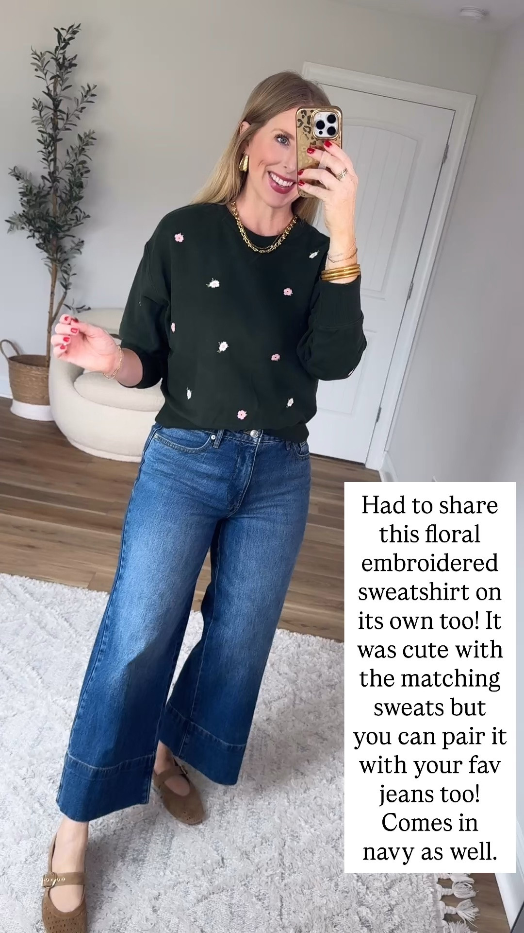Walmart try on, floral embroidered sweatshirt

#LTKootd