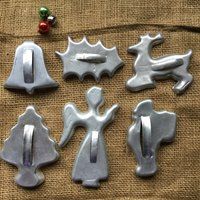 Set Of 6 Aluminum Vintage Cookie Cutters | Christmas Tree Deer Bell Holly Leaf Santa Angel Baking Ca | Etsy (US)