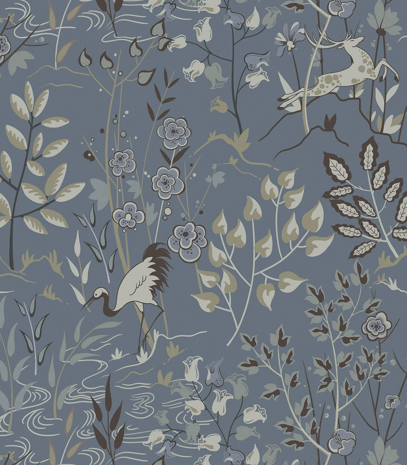 Timeet Floral Peel and Stick Wallpaper Dark Blue Floral Contact Paper 15.5"x78.7" Forest Deer Cra... | Amazon (US)