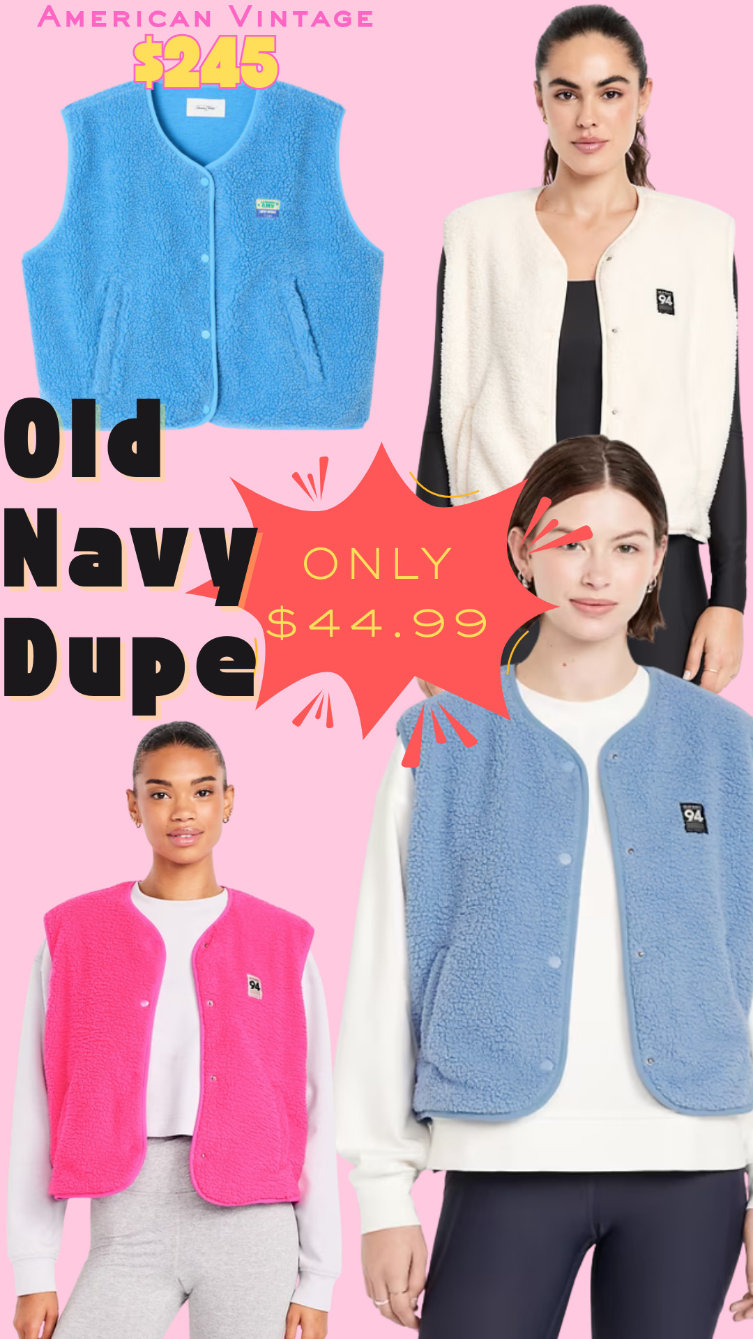 Such a good look for less from Old Navy!!! Love this fleece vest for fall! 

 

#LTKActive #LTKFindsUnder50 #LTKStyleTip