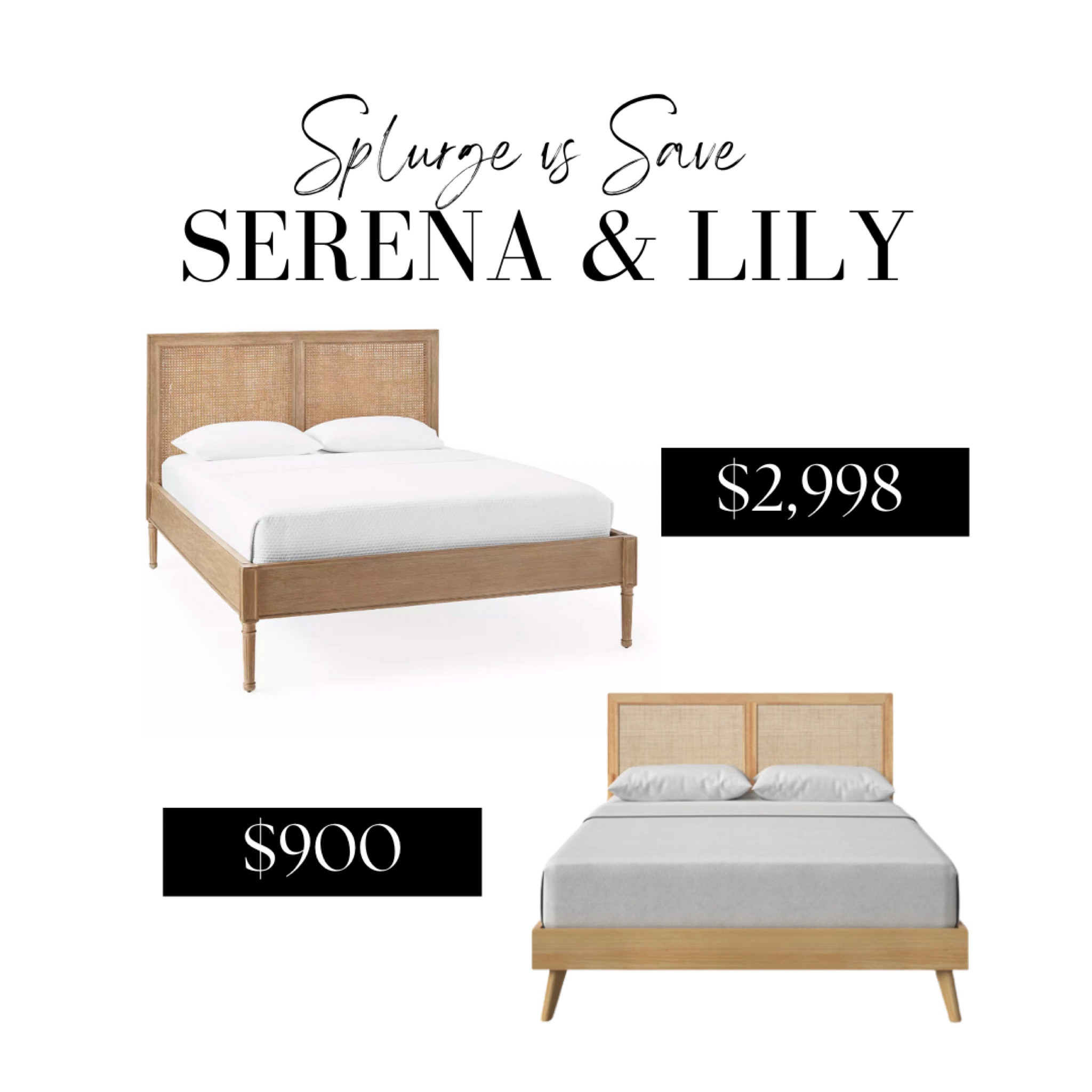 Serena and Lily look for less! Save vs splurge, Serena and Lily bed frame, cane bed frame, harbour cane bed 

#LTKHome