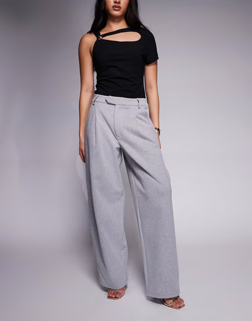 ASOS DESIGN - Geborstelde elegante broek met ballonpijpen in grijs | ASOS (Global)