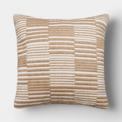 20"x20" Blocked Stripe Woven Pillow Tan/Ivory - Threshold™ | Target