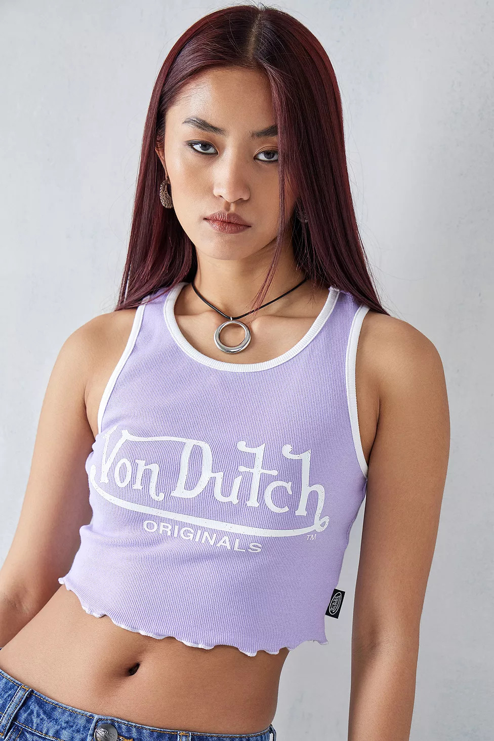 Von Dutch UO Exclusive Ashley Lilac Tank Top | Urban Outfitters (EU)