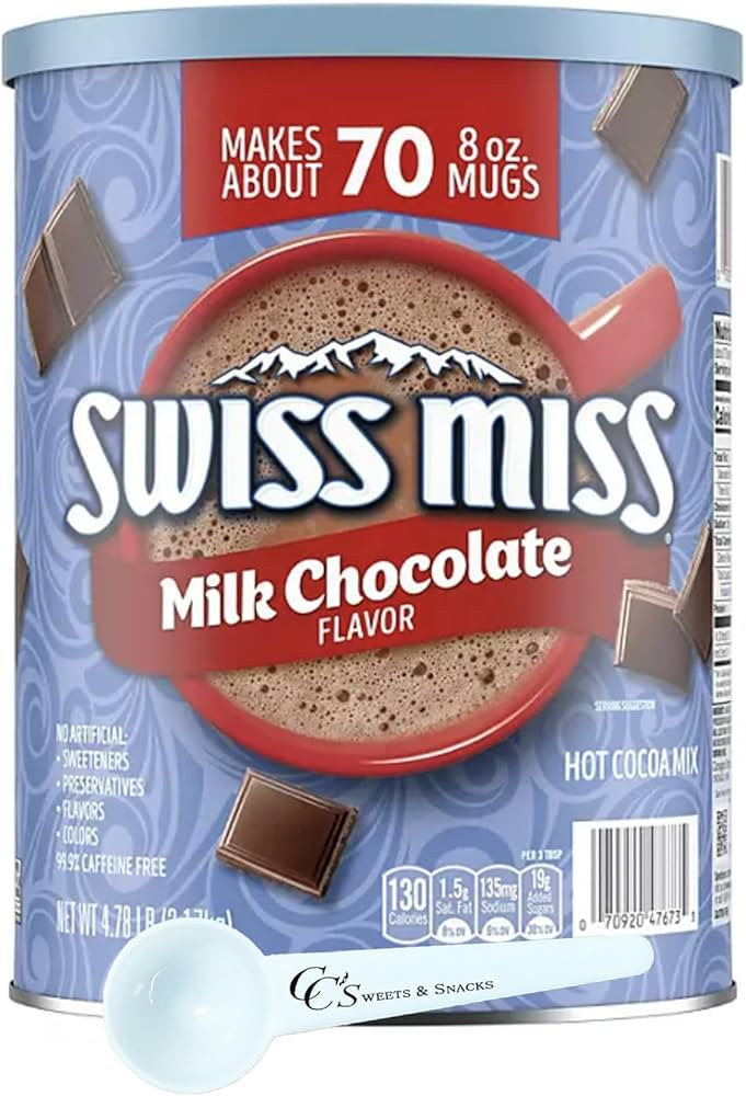 Swiss Miss Milk Chocolate Hot Cocoa Mix Canister, 70 Servings, 4.78 lb W/CC's Sweets and Snacks S... | Amazon (US)