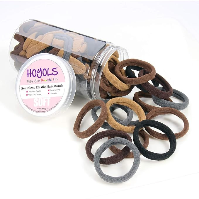 HOYOLS Soft Thick Seamless Cotton Hair Ties, Ponytail Scrunchies Head bands No Damage Crease for ... | Amazon (US)