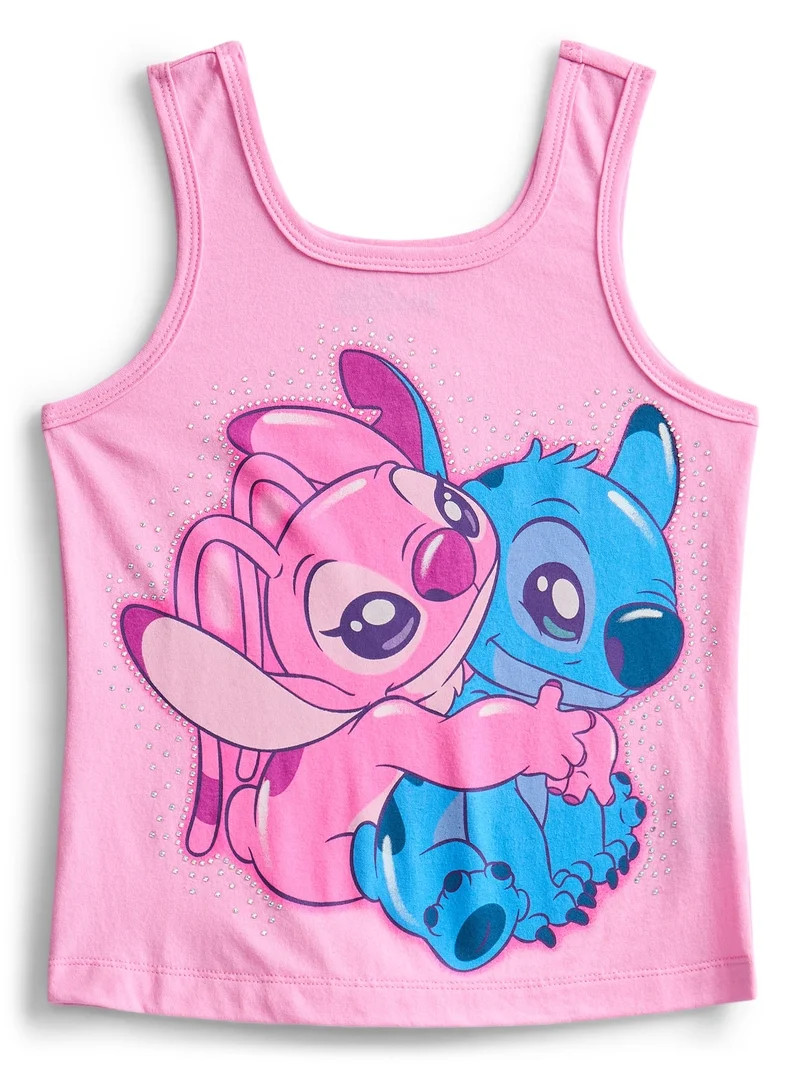 Stitch and Angel Girls Gradient Rhinestone Character Graphic Tank Top, Sizes 4-16 | Walmart (US)
