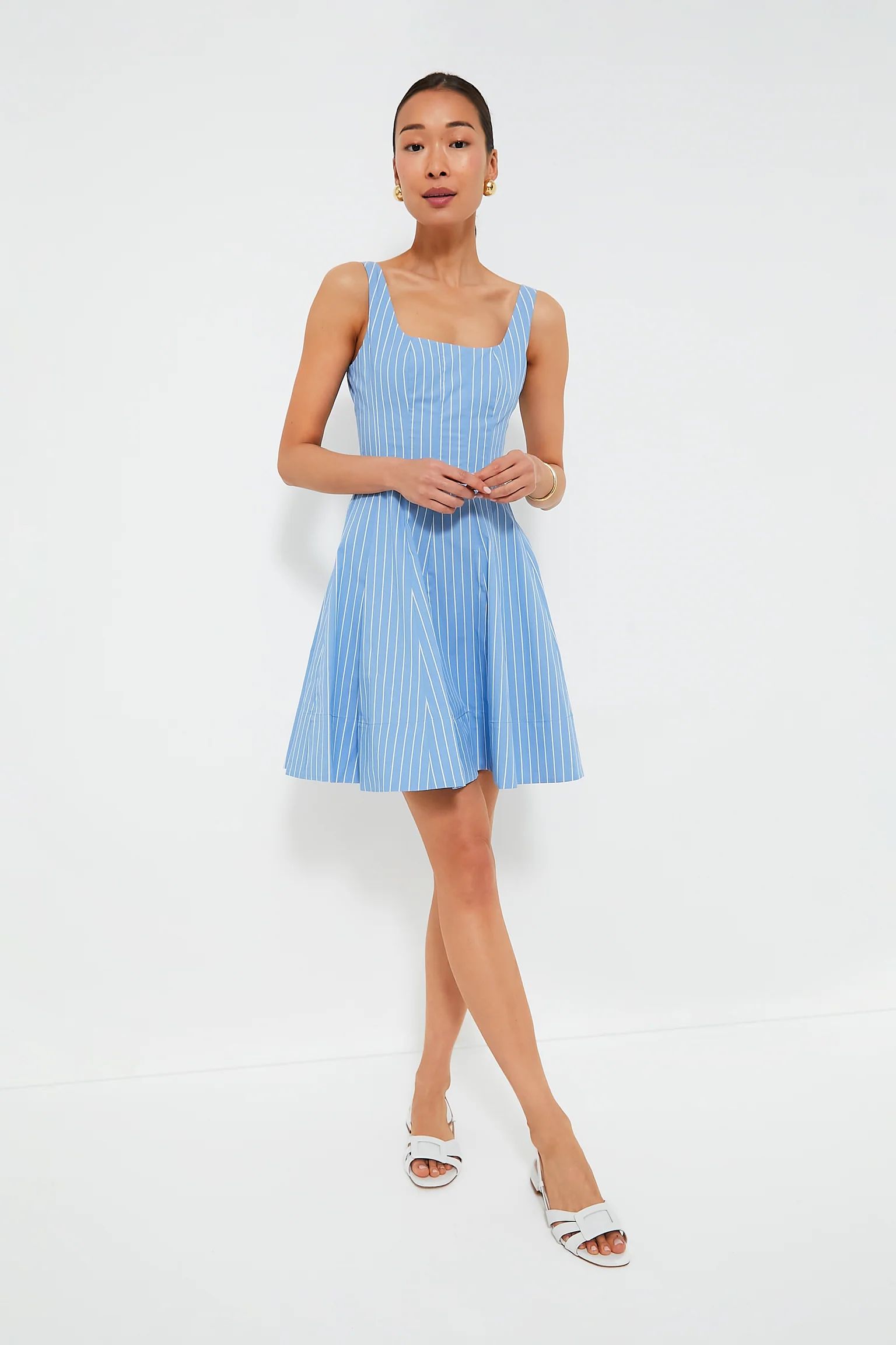 Azure Pinstripe Mini Wells Dress | Tuckernuck (US)