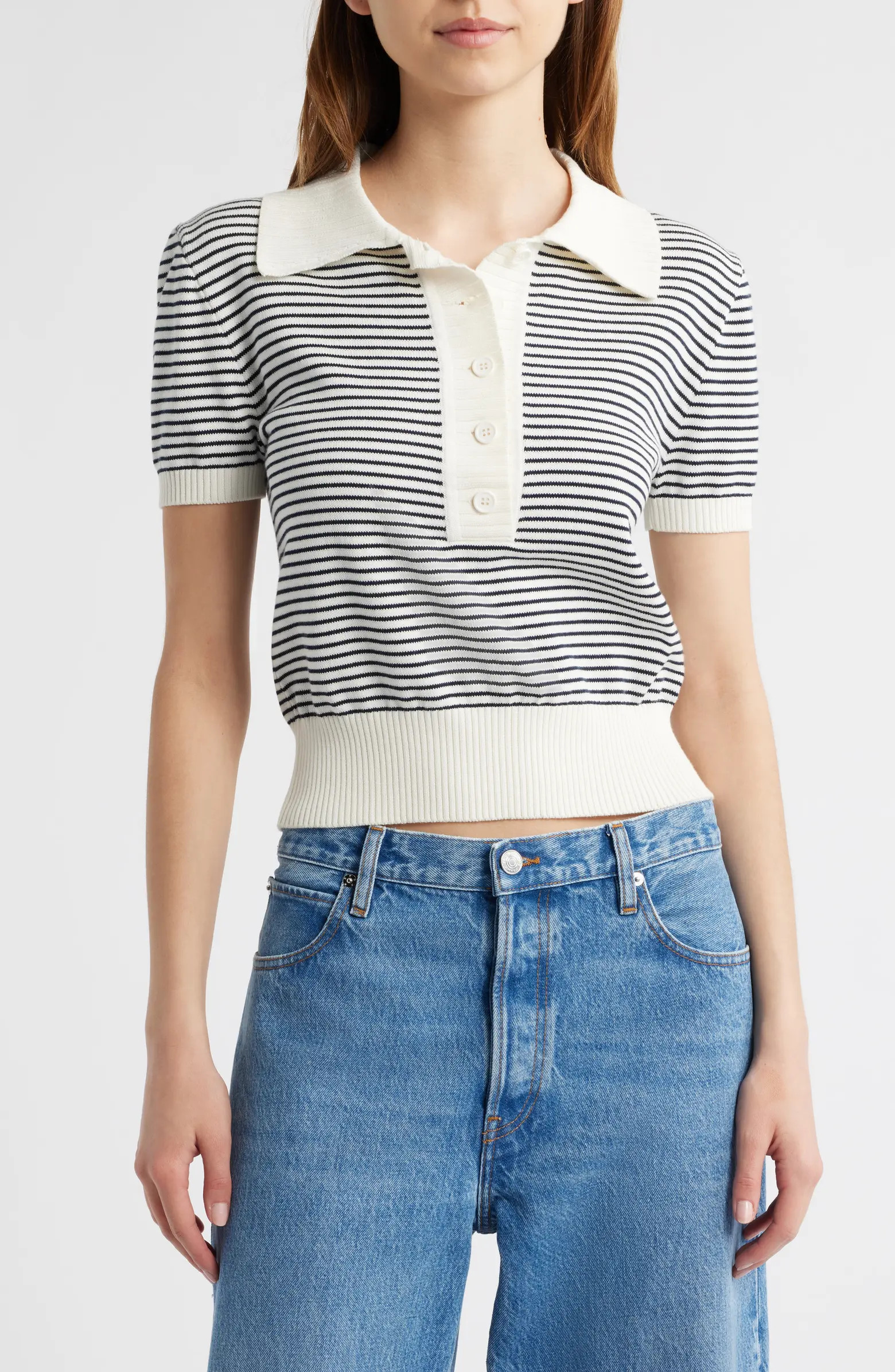 FRAME The Graduate Stripe Polo Sweater | Nordstromrack | Nordstrom Rack