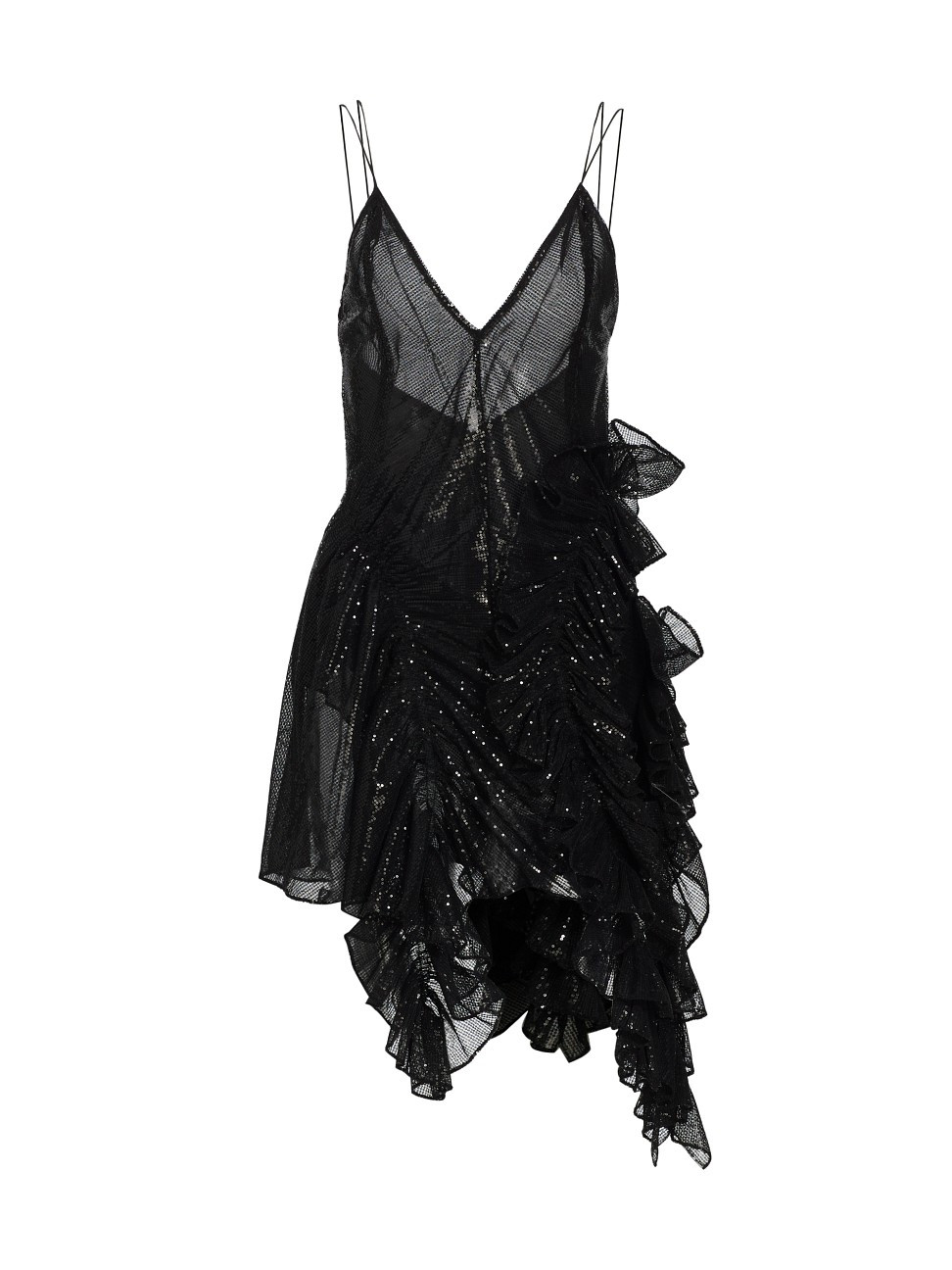 Women's Yves Sequined Ruffle Minidress - Onyx - Size 2 | Saks Fifth Avenue