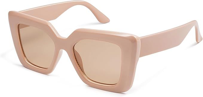 Oversized Square Cat Eye Sunglasses Womens Trendy Chunky Thick Shades Ladies Frame UV400 AP3666 K... | Amazon (US)